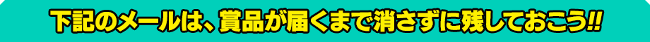 下記のメールは、賞品が届くまで消さずに残しておこう!!